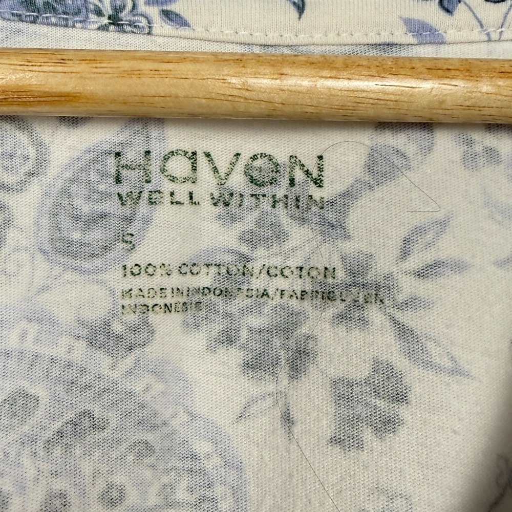 Haven Well Within Floral Paisley Sleep Shirt Nightgown‎ Womens Small Blue White - Picture 2 of 5
